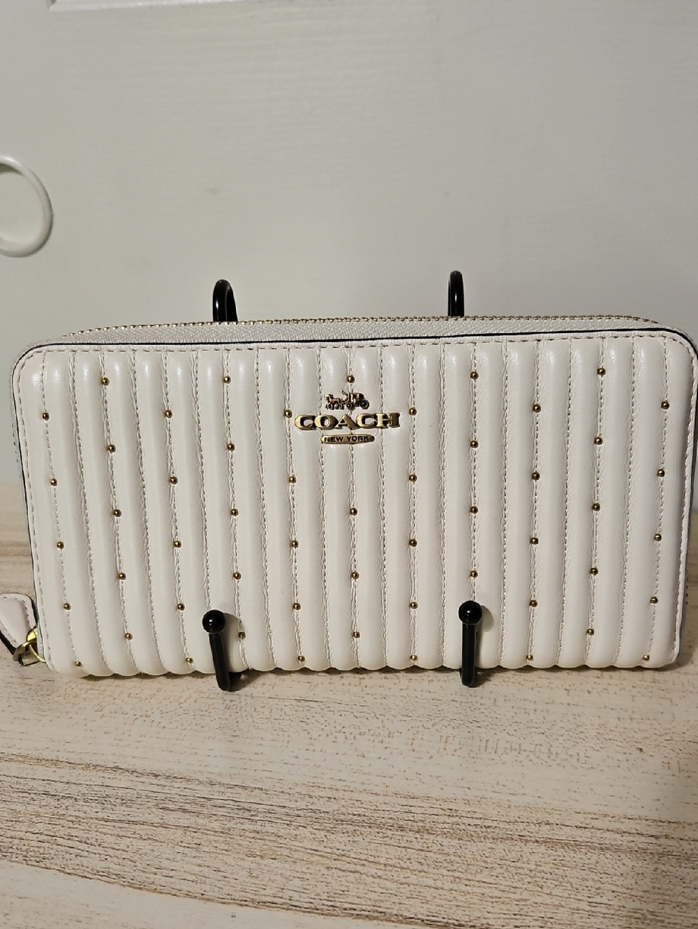 Coach NWOT Studded Quilted Long Zip Wallet